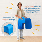 ECR4Kids Wave Seat Perch Stool, 18in - 19.6in Seat Height, Flexible Seating, Blue, 2-Pack