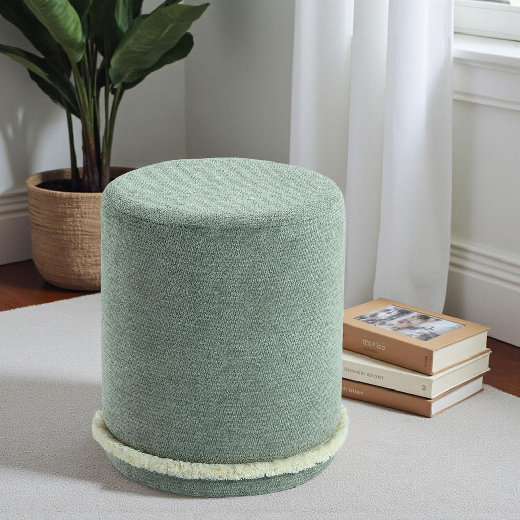 Get Set Style Modern Round Ottoman with Soft Padded Seat, Multifunctional Vanity Chairs for Makeup, Upholstered Footrest Stool Ottoman Foot Stool for Living Room, Bedroom