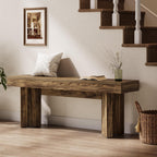 Tribesigns 47" Wooden Entryway Bench, Farmhouse Indoor End of Bed Bench, Long Table Benches Seat for Bedroom, Hallway, Foyer, End of Bed (Dark Brown)