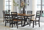 Signature Design by Ashley Wildenauer Dining Chairs Set of 2, Modern Ladderback Dining Chairs with Solid Wood Frame, Two-Tone Finish, Contoured Seat, Black/Brown