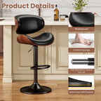YaFiti Swivel Bar Stools Set of 2, Bar Stools for Kitchen Counter, Black | Comfortable Faux Leather Seating with Ergonomic Support and a Sturdy Footrest for Modern Kitchen Islands and Home Bars