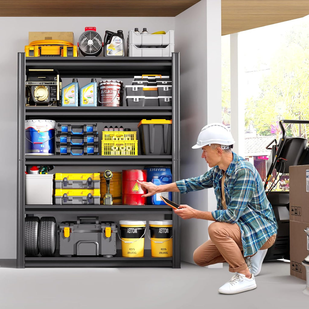 Heavy Duty Metal Garage Shelving Unit, 71.2" H x 35.4" W x 16" D, 5-Tier Adjustable Storage Shelves for Garage Storage, Standing Shelf Unit & Shelves Organizer for Home, Warehouse, Workshop