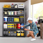 Heavy Duty Metal Garage Shelving Unit, 71.2" H x 35.4" W x 16" D, 5-Tier Adjustable Storage Shelves for Garage Storage, Standing Shelf Unit & Shelves Organizer for Home, Warehouse, Workshop