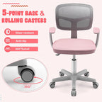 HONEY JOY Kids Desk Chair, Height Adjustable Children Study Chair, Swivel Mesh Task Student Chair, Universal Casters, Child Computer Desk Chair for Boys Girls Age 3-10 (Pink)