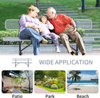 4/6/8 Feet Park Bench for Outside Heavy Duty Metal, Garden Benches Outdoor Bench with Backrest & Portable Frame, for Shopping Malls Stores Parks Patios Decks, Grey