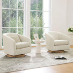CHITA Swivel Accent Chair Set of 2, Fully Assembled Fabric Barrel Armchair with FSC Certified Upholstered for Living Room, Bedroom and Office, Cream