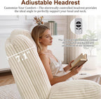 Korser Power Swivel Rocker Recliner with Dual Motor Adjustable Headrest for Adults, Oversized 24" Wide Seat Glider Rocking Chair with Massage & Heat, Corduroy Electric Recliner with USB&Type-C, Beige