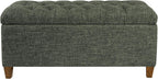 Homepop Home Decor Tufted Ainsley Button Storage Ottoman Bench with Hinged Lid Ottoman Bench with Storage for Living Room & Bedroom, Green Clover Fabric