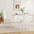Giantex Wooden Dining Chairs Set of 4, 100% Solid Rubber Wood Kitchen Chair with High & Tilted Backrest, Wide Seat, Mid-Century Modern Side Armless Chairs for Dining Room Living Room, White