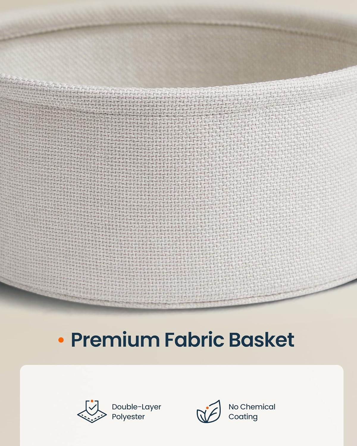 SONGMICS HOME Small Side Table, Round End Table, 2 Tier Nightstand with Basket, U Shaped Steel Legs, Easy Assembly, for Living Room, Bedroom, Beige and White