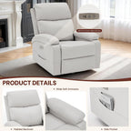 Korser Power Swivel Rocker Recliner Chair. Electric Glider Rocking Chair Nursery with Massage & Heat. PU Leather Nursery Rocking Chairs with USB & Type-C Ports for Living Room, Bedroom, Nursery, White