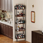 Homeiju 5-Tier Freestanding Wine Rack, 60 Bottles Wine Racks for Wall Mounted, Wines Bottle Holder Display Shelf with Fences, Liquor Storage for Kitchen, Dining Room, Bar (Rustic Brown)