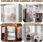 Tranqun 3 Pcs over the Door Hanging Laundry Hamper 65 x 19.7 Inches Mesh Laundry Hamper Bag Behind the Door Dirty Clothes Organizer with Hooks for Bathroom Camper Apartment College Dorm Room