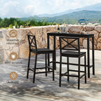 Cozyman Outdoor Bar Table, 45" Patio Bar Height Counter Console Table, Black Waterproof HDPS Slatted Top and Bronze Leg, Weather Resistant, Hot Tub, Balcony, Yard, Indoor or Outdoor Use
