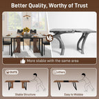 70IN Large Dining Table for 4 5 6 People,Farmhouse Kitchen Dinner Table W/Brown Wood Waterpoof Tabletop,Rectangular Family 6FT Dining Tables w/Adjustable Leg for Office Home Living Dining Room