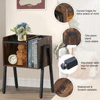 VECELO Night Stand Industrial End Table,Bedside Table with 2-Tier Open Storage Compartments,Wood Side Table with Metal Frame for Bedroom, Living Room and Small Spaces