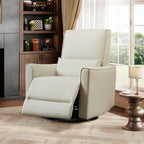 Jojoka Swivel Rocking Recliner Chair, Manual PU Leather Glider Recliner with Lumbar Support, Padded Armrest, High Weight Capacity Single Rocker Sofa for Nursery Living Room Bedroom