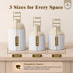 Beige Decorative Vase Set of 3 - Modern Boho Style Ribbed Ceramic Bud Vases for Flowers, Mini Small Vases for Shelf, Shelves, Bookshelf, Entryway Table & Home Decor Aesthetic (Beige White)