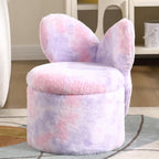 Kids Desk Chairs, Toddler Chairs Comfy Faux Fur Kids Storage Ottoman, 2 in 1 Children Stool with Storage, Butterfly Chair for Kids Girls Gifts, Storage Stool for Bedroom/Loving Room, Purple
