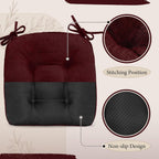 Cozyide Chair Cushions for Dining Chairs, 17" x 17" Non-Slip Kitchen Chair Pads with Adjustable Ties, Indoor Chair Cushions for Dining Room, Burgundy (Pack of 4)