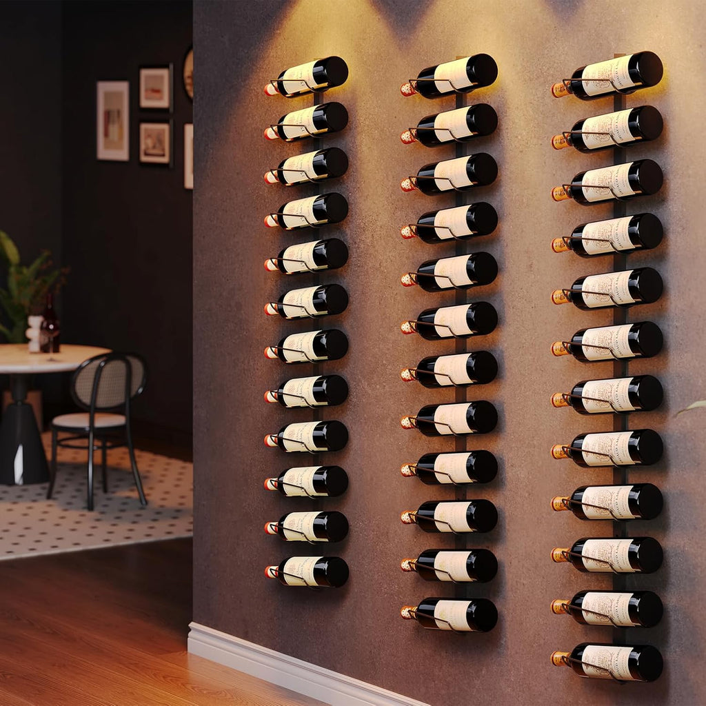 Sonyabecca 3 Pack 12 Bottle Wall Wine Rack, DIY Wine Rack Wall Mounted, Wall Mounted Wine Rack,Display Holder Used as One or Four, for Kitchen, Dining Room, Bar, Wine Cellar