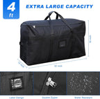 Christmas Tree Storage Bag 4 FT Large Moving Bags with Strong Zipper & Comfortable Handles, Sturdy & Durable Clothes Storage Bags Totes Bins, Black Packing Moving Boxes for College Supplies