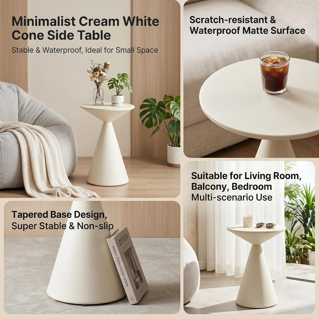 COVLON Small Drink Table, Round Martini Table, Drum End Table Side Table, Metal Accent Table,for Small Space Living Room, Bedroom, Sand