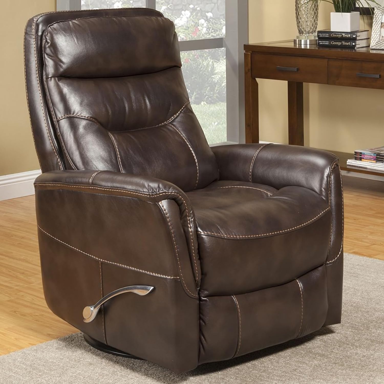 Parker Living Gemini - Truffle Swivel Recliner Chair Comfortable Nursery Glider Recliner Nursing Armchair with 90% Polyester 10% PU Upholstery Cozy Seat for Adults
