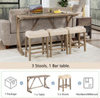 Holaki Bar Table and Chairs Set,4 Piece Console Table with Power Outlet, Counter Height Bar Table Set with 3 Padded Chairs, Industrial Breakfast Table Set for Living Room Dining Room(Yellow+Brown)