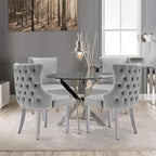 Velvet Dining Chairs Set of 4, Upholstered Tufted Backrest Sillas de Comedor, Luxurious Dining Chairs with Stainless Steel Legs, Modern Seating for Kitchen, Bedroom & Living Room