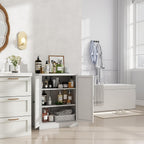 Kitchen Pantry Cabinet, 35" H Storage Cabinet with Doors and Adjustable Shelves, Metal Bathroom Cabinets, Utility Cabinets for Kitchen, Living Room, Garage, Assembly Required, White
