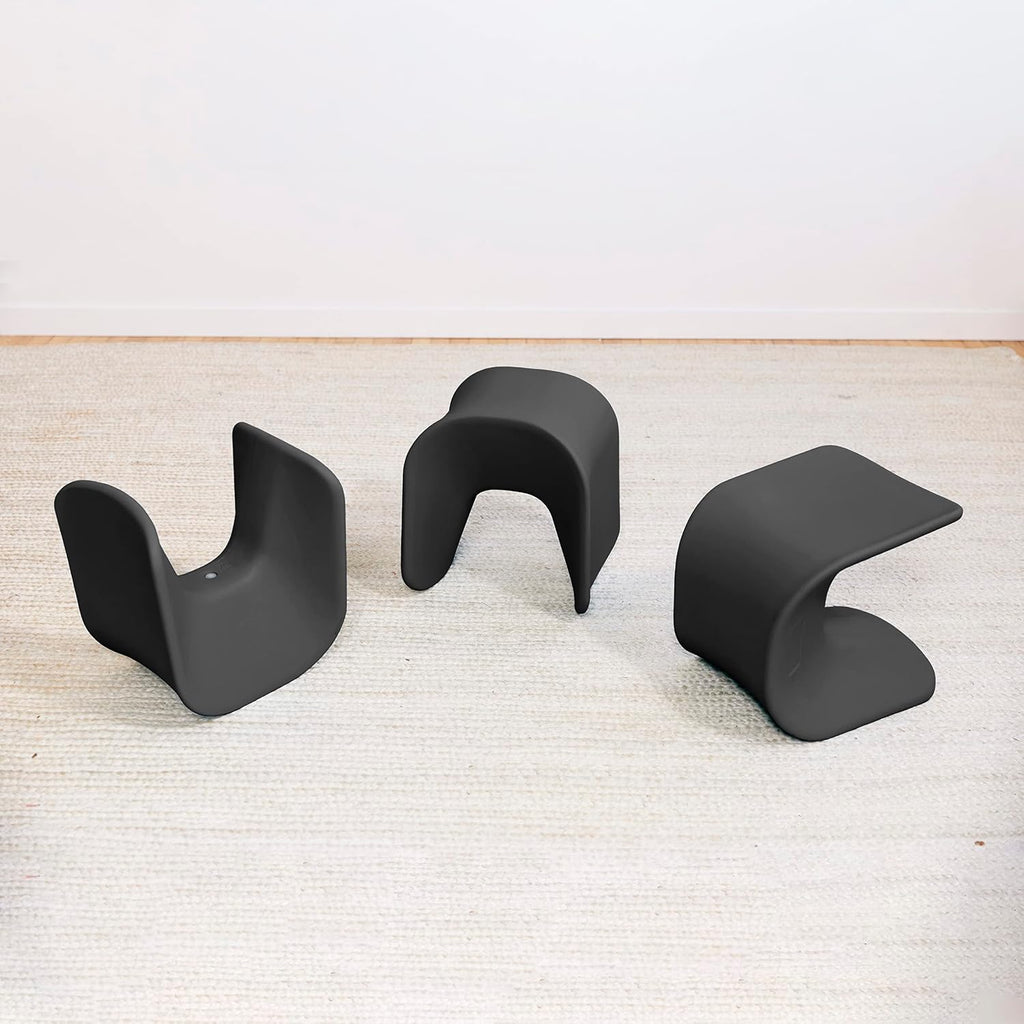 ECR4Kids Wave Seat Perch Stool, 14in - 15.1in Seat Height, Flexible Seating, Black, 2-Pack