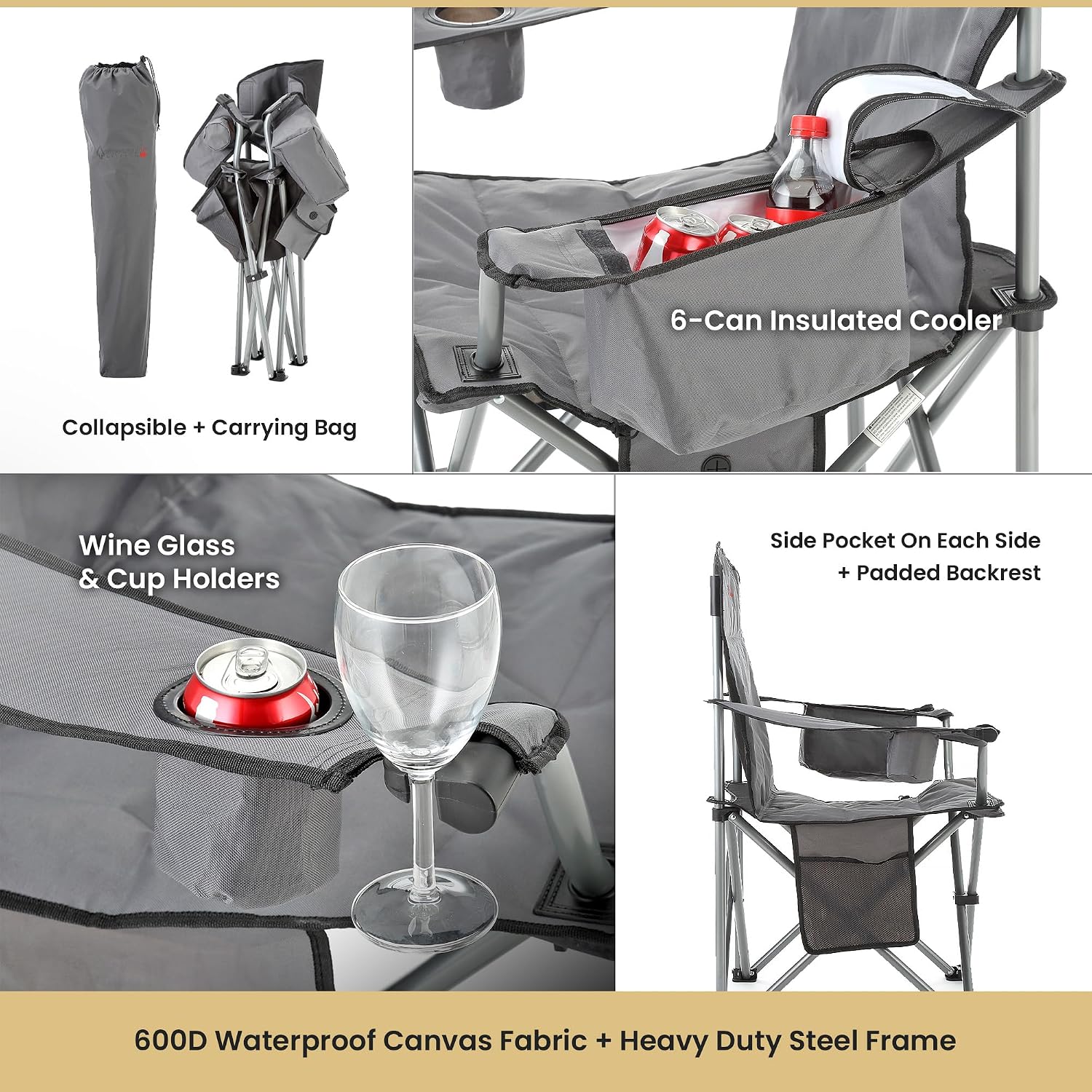Folding Hammock Chair, Heavy Duty Camping Seat | Removable Footrest, Padded Comfort, and 300lb Capacity, Beach, Tailgating, Fishing, Patio, Hunting, Backyard, Picnic, Lawn
