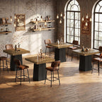 Tribesigns Square Bar Table, 35.4" H Bistro Pub Table with Fluted Hollow Base for Living Room Home Bar Cafe, Small Space (Only Table)