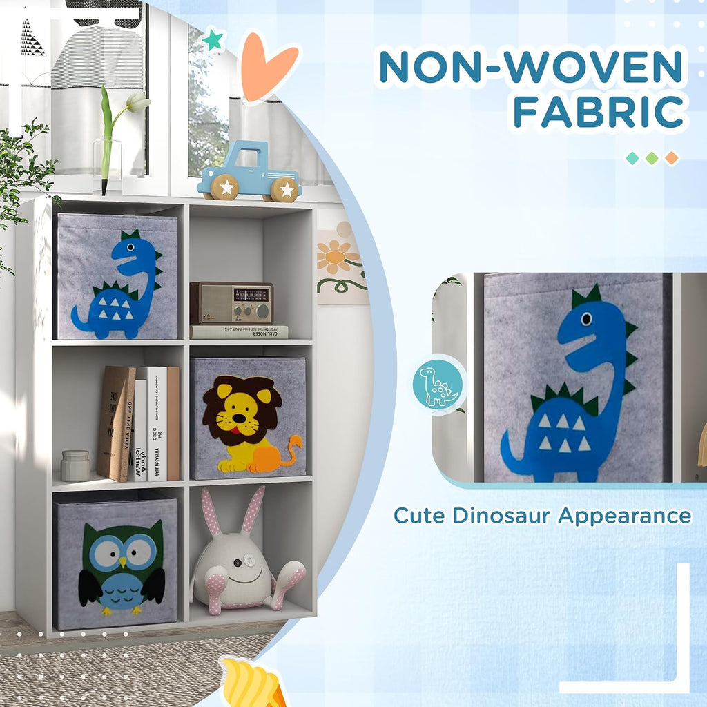 Toy Organizer, Toy Storage with 3 Storage Bins and Cute Animal Design, Toy Shelf for 3+ Years Old, White