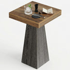 Tribesigns Square Bar Table, 39.37" H Industrial High Top Pub Table with Tapered Base, Wood Compact Bistro Table for Home Bar, Kitchen, Small Space, Brown & Gray