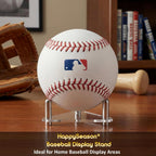 Happyseason 6-Pack Baseball Holders for Display, Clear Acrylic Ball Stand for Autographed Baseballs, Softballs, Tennis & Billiard Balls, Minimalist Rack with Stainless Steel Rods (Easy Assembly)