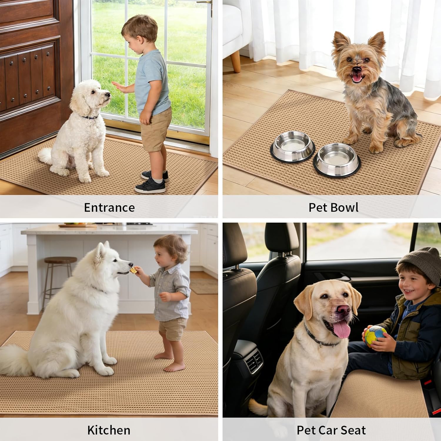 YIHOUSE Indoor Door Mat 24" x 36", Non-Slip Washable Entryway Mat, Dirt Trapper Absorbent Entrance Mat, Low Profile Floor Mat for Front/Back Door, Entryway, Khaki