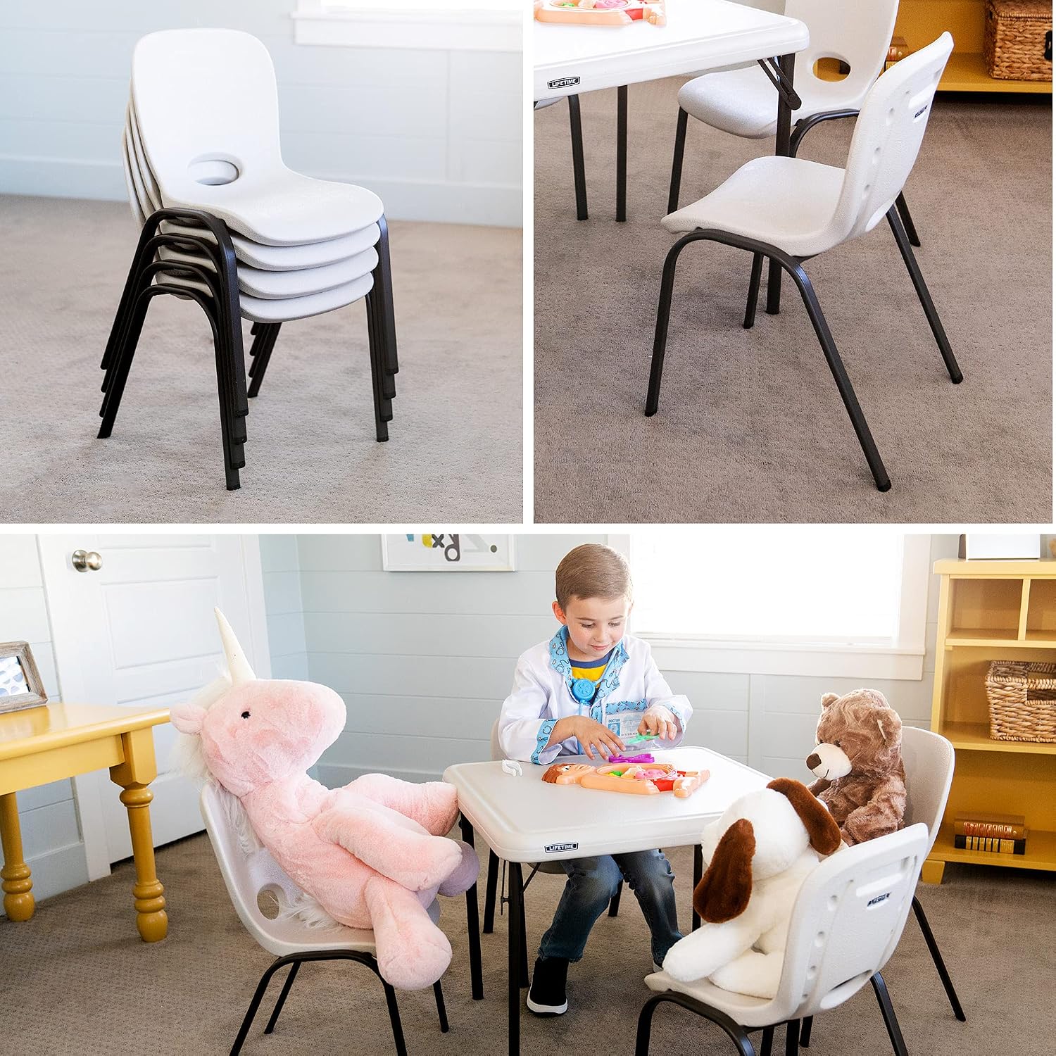 Lifetime 80385 Kids Stacking Chair, Almond