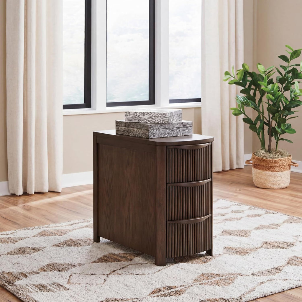 Signature Design by Ashley Camdill Chairside Contemporary End Table with USB Port and Charging Station, Dark Brown