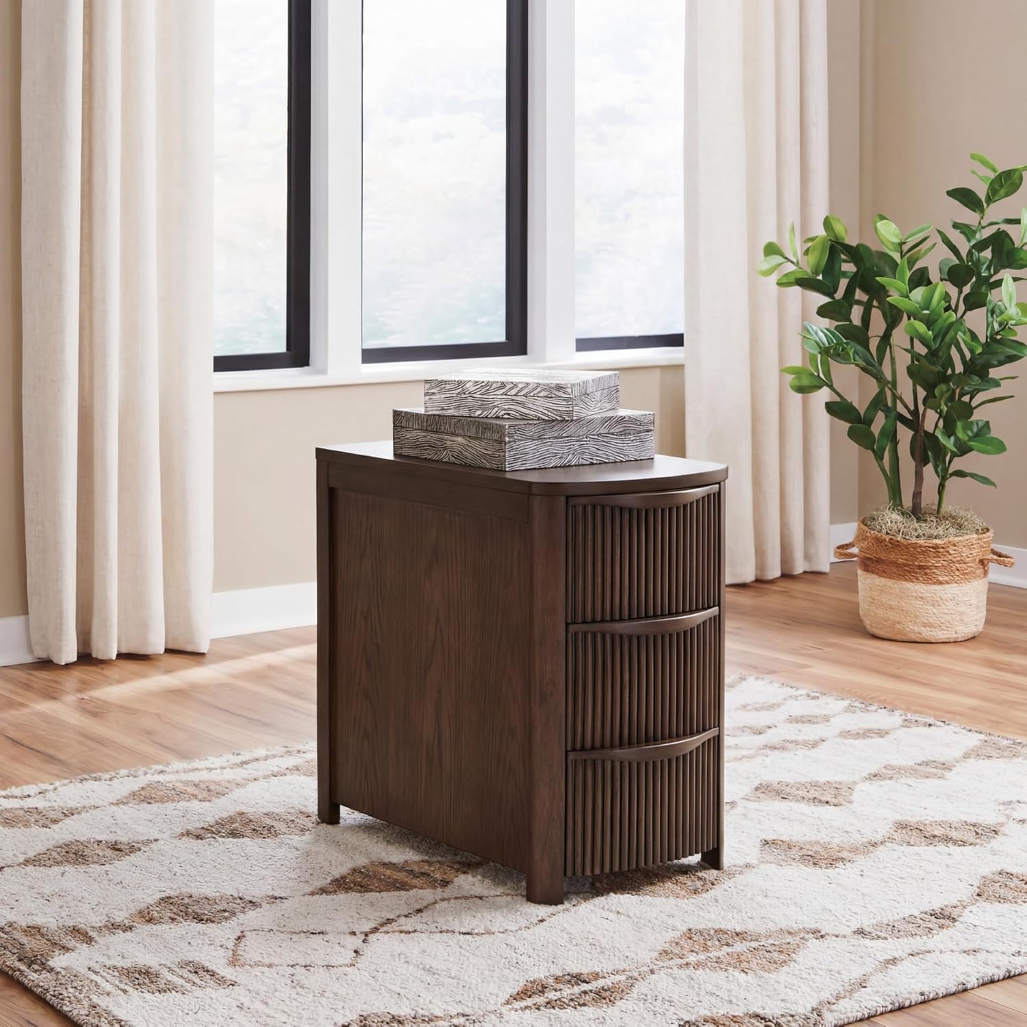 Signature Design by Ashley Camdill Chairside Contemporary End Table with USB Port and Charging Station, Dark Brown