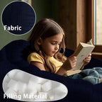 ENBAOHUI 3FT Memory Foam Bean Bag Chairs for Teens or Kids with Filling Bean Bag Sofa with Handle Super Soft Corduroy Fabric Lazy Sofa 3 Foot Navy Blue