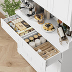 FACBOTALL 74" Pantry Cabinet, Tall Kitchen Pantry Cabinet with 6 Doors and 2 Drawers, Kitchen Hutch with Wide Countertop, Modern Kitchens Cupboard with Adjustable Shelves and Charge Holes, White