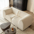 76" Loveseat Modular Sofa with High-Density Foam, 2-Piece Curved Sectional Couches, Boneless Sherpa Deep Seat Couch with Armrest, Cloud Soft Lounge Modern Sofas for Living Room – No Assembly, White