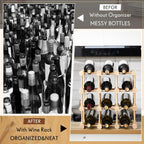 Juexica 1 Pcs 12 Bottles Wooden Wine Rack Sturdy and Durable for Inside Cabinet Stackable Countertop Modular Wine Storage Rack DIY Assembly Bottle Holder for Cellar (Natural Color)