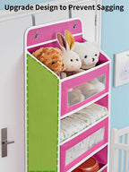 JARLINK Over The Door Organizer Storage, 5 Shelf Hanging Door Organizer with 5 Large Capacity Pockets, Anti Tilt 44 lb Load Behind Door Storage for Bedroom, Bathroom, Pantry, Nursery, Rose Pink
