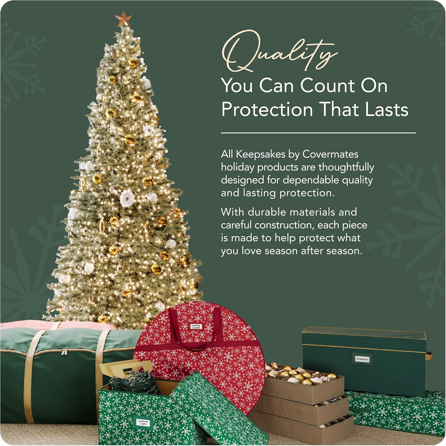 Covermates Keepsakes Garland Duffle Bag - Durable Polyester, Reinforced Handles, Fits up to 25 Foot Garland Depending on Thickness - Holiday Storage, Red