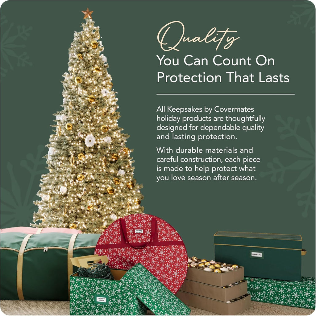 Covermates Keepsakes Gift Wrap Storage Organizer – Heavy-Duty Polyester with Buckle Straps & Interior Pockets – Holds Up to 15 Rolls of Gift Wrap with Handles & Label Window, Green
