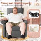 Rocker Chair, Nursery, Dark Gray Fabric Chair, 270 Degree Glider Rocking Chair with 150 Degree Recline, Wide Arms for Living Room Bedroom