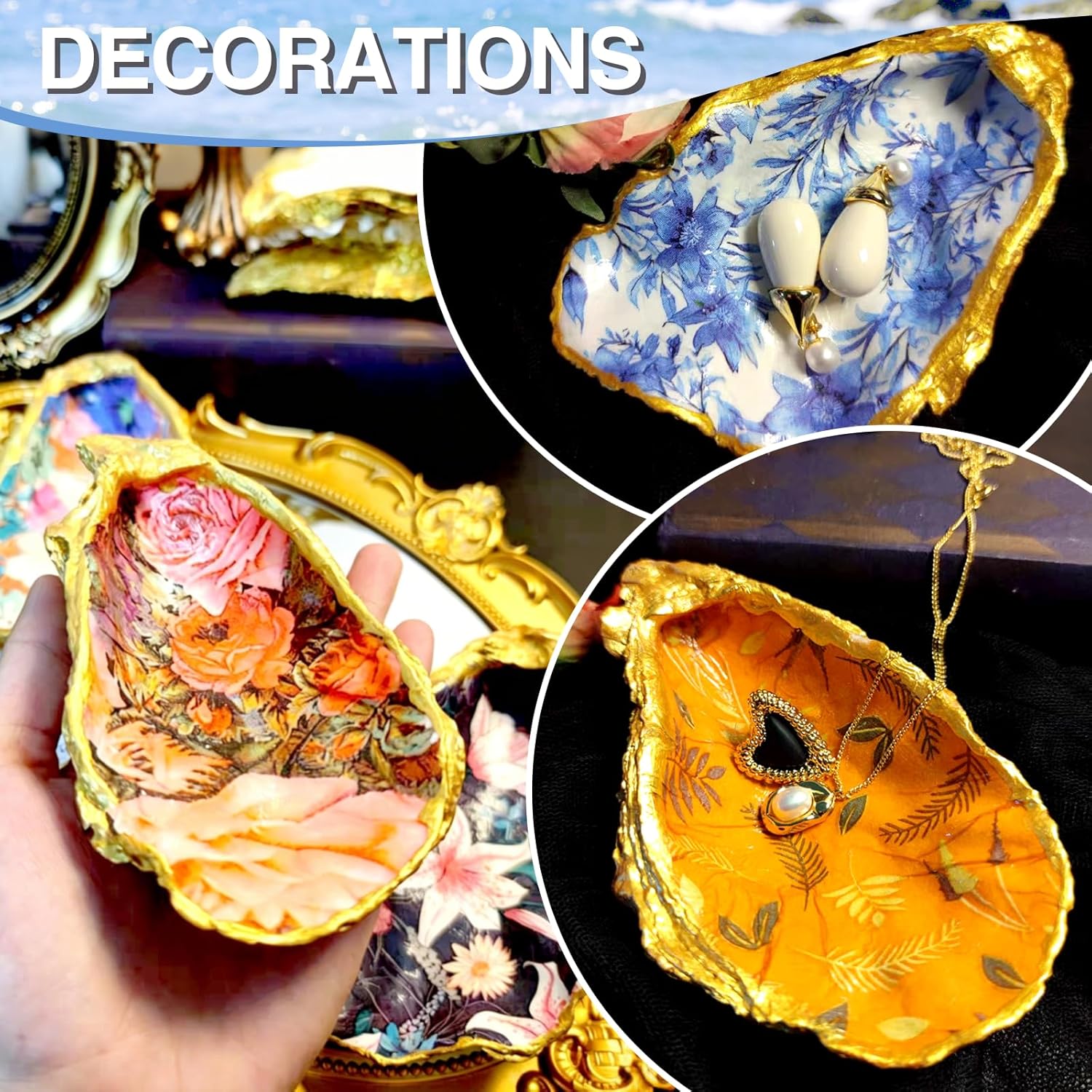 ZYNERY 30PCS Natural Oyster Shells for Crafts, 5"-6" Large Gray Seashells Bulk for DIY Ornaments, Decoupage, Shell Painting, Vase Filler, Beach Decor & Ocean Theme Parties